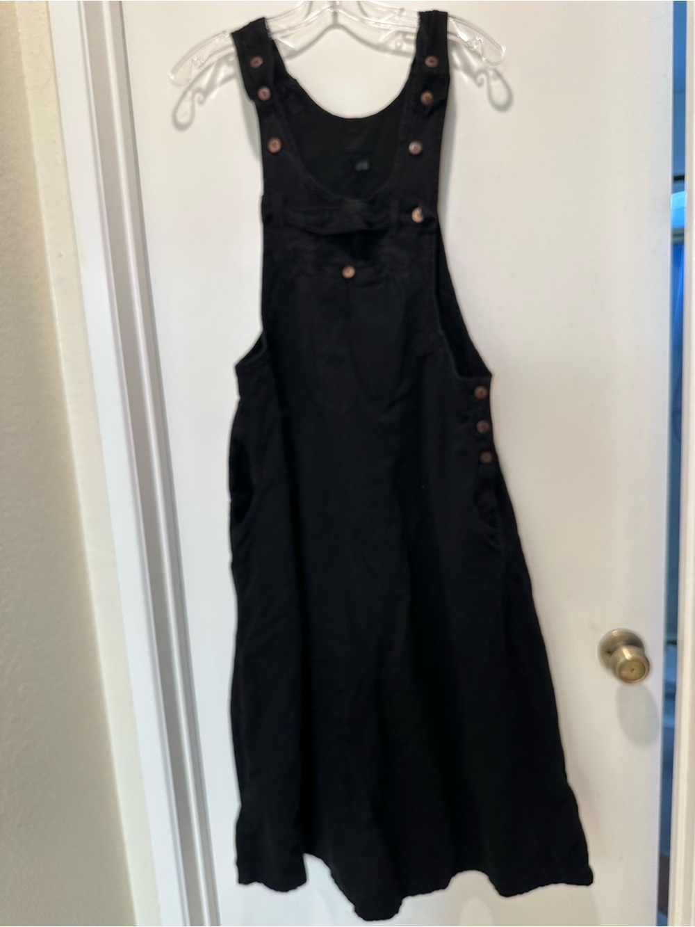 Black Sleeveless Pinafore with Button Details